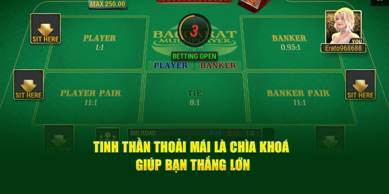 Giữ tinh thần thoải mái khi chơi game baccarat cwin